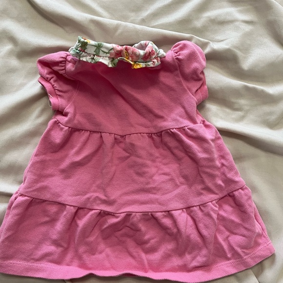 Ralph Lauren Kids Polo Dress in Pink with Floral Collar - Picture 3 of 3